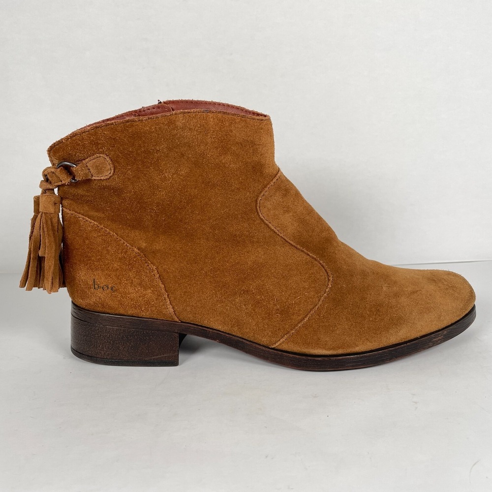 BOC Born Concept Ankle Boots Womens Size 10 M Brown Suede Zip Up Heeled Shoes